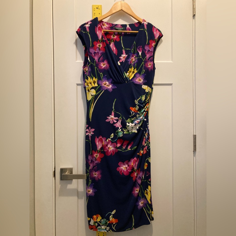 Ralph Lauren Dress - Dark Blue, Purple and Pink Floral Women Sz.12